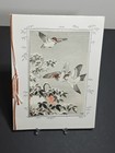 Vintage 1950s Japanese Woodblock Print Christmas Card  Tsuchiya Koitsu Sparrows
