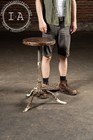 Antique Adjustable Cast Iron Stool With Round Seat And Footrest