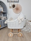 Wicker Doll Trolley White With Bedding  Doll Stroller 3-5 Years