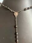 Vtg Antique Silver Ebony Rosary Beaded Necklace France Crucifix
