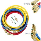 1 4  sae Thread 3colors Ac Refrigerant Charging Hose With Ball Valve Hvac Hoses