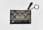 Coach Canvas Logo Mini Skinny Id Credit Card Case W key Chain Brown