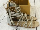 Free People Juliette Wrap Sandals Crackle Silver Gladiator Shoes Women   s Size 38