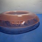 Vintage Pink Frosted Glass Console Bowl Floral Etched Art Deco 11   
