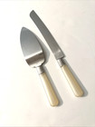 Vintage 2 Piece Cake Cutting Set Pearl Like Handles Knife   Server