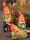 Vintage 50 s Litho Box Set 6 Japan Ceramic Christmas Pixie Elf Figurines Gnomes