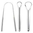 3 Pcs Stainless Steel Tongue Scrapers Adults Dual Handle Portable Tongue Cleaner