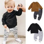 Toddler Kids Baby Boys Outfits Clothes T-shirt Tops Casual Stripe Pants 2pcs Set