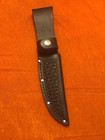 Western Type Leather Basketweave Embossed Fixed Blade Knife Sheath 4 5  Blade  