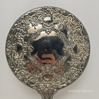 Vintage Hand Mirror 5  Diameter Heavy Floral Repousse Silverplate Vanity