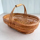 Vintage Woven Bamboo Basket Oval Lattice Boho Decor