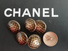 Chanel Cc Gold-brown Logo Round    18mm  Buttons Set Of 6 Rare