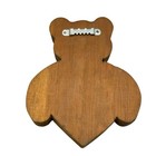 Vintage Wooden Teddy Bear Heart Wall Hanging Hand Painted Folk Art
