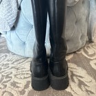 Black Leather Women   s Platform Knee High Boots  Size 6 5