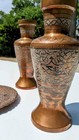 Antique Islamic Damascene persian Copper Plate And Vases - Matching Set 