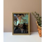 Vintage Silhouette Picture Gold Frame Art Courting Dancing Couple   Convex Glass