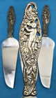4 Pc Labors Of Cupid Silverplated 10  Pie Server Reed   Barton Mirrorstele Blade