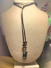 Hematite  Obsidian  Quartz And Leather Handmade Necklace
