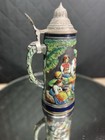 German Beer Stein W pewter Lid Black   Made In W Germany  Beautiful 10    Tall