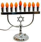 Vntg Shiny Silver Electric Hanukkah Menorah Jewish Star Of David Judaica Judaism