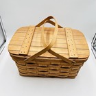 Vintage Basketville Putney Vermont Woven Wood Picnic Basket With Handles Largre