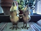 2 Vintage Mcm Brass Standing Owls Owl Mid-century Modern 7  And 6 5  Figurine