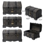 Vintage Wooden Treasure Chest Decorative Box With Lock - 12 2  X 7 1  X 7 1     