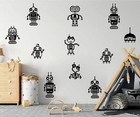 8 Robots Wall Decals For Kids Room Boys Bedroom Decor Geometric Wall Stickers   