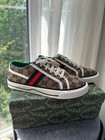 Gucci Gg Canvas Low Top Sneakers Beige Monogram Web Stripe Shoes Eu 38 Us Women   