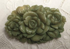 Vintage Japan Carved Celluloid Roses Flower Brooch Pin