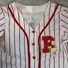 Disney Winnie The Pooh Baseball Jersey Shirt Womens M Red White Striped