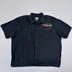 Harley Davidson Shirt Mens 3xl Black Embroidered Skull Mechanic Button