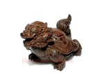 7 Cm Japanese Boxwood Hand Carved Turtle Dragon Figure Netsuke Old Collectable