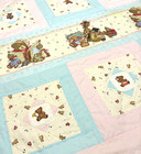 Baby Quilt Handmade Crib Blanket Pink Blue Teddy Bears Patchwork  38 x45  New