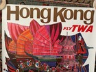 Original Vintage Poster Hong Kong Fly Twa Jets Airline Travel David Klein 1960s