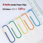 Jumbo Paper Clips  4 Inches 10 Pcs Large Paper Clip Holder - Multicolored Large