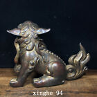 8  Chinese Old Antique Dynasty A Pair Exquisite Bronze Gilt Lion Statue
