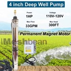 4  Od 1 Hp Deep Well Submersible Pump 33gpm 300ft W control Box 50ft Cord 115v
