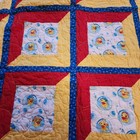 Baby Infant Quilted Quilt Blanket Blue Red Yellow Ducks 46    34 Vintage 