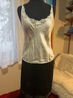 Vtg Victorias Secret Womens 100  Silk Ivory Lace Camisole Medium Gold Label