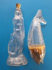 2 Vintage Avon Bottle Glass Mermaid Bath Oil Whale Bubble Bath - Used
