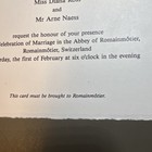 Very Rare Diana Ross And Arne Naess Wedding Invitation And Menu Read