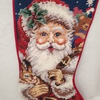Wool Needlepoint Christmas Stocking Santa W  Rabbit Twinkling Stars Monogram Dad