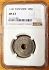 1941 Palestine   British Mandate Admin  10 Mils Ngc Ms63 London Mint  Only 400k