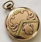 Antique 1919 Waltham Gold Filled   Decorated With 14k Gold 12s Pocket Watch Runs