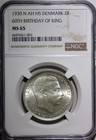 Denmark Christian X Silver 1930 N  Ah hs 2 Kroner Ngc Ms65 Gem Bu  Km  829  1 