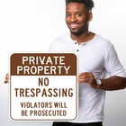 Private Property No Trespassing Brown Sign 