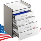 4 Drawers Dental Medical Trolley Cart Acrylic Mobile Wooden Cabinet Rolling Cart