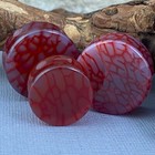 Red Dragon Vein Agate Stone Double Flare Plugs  stn-753  Gauges Pick Size