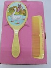 Vintage 1969 Her Prettiness Yellow Brush   Comb Set Vanity Giftset Nos Flowers
